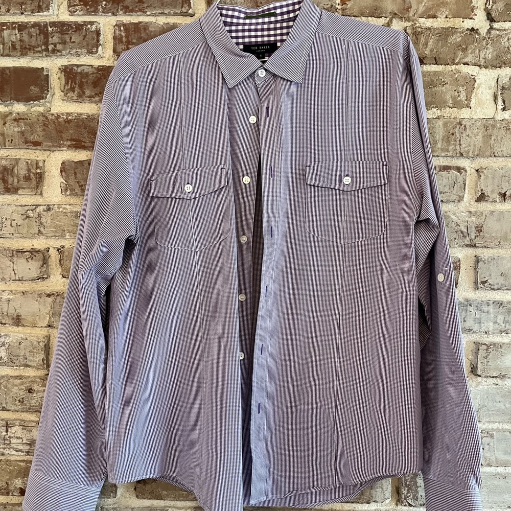 Ted Baker Purple Mens Button down- Large -6